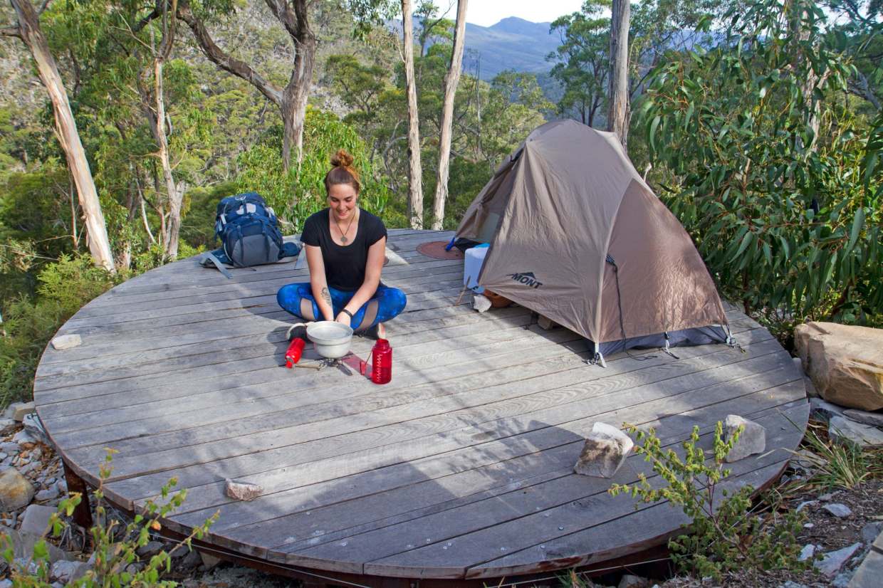 Grampians Peaks Trail Bugiga hiking campsite with hidden beer