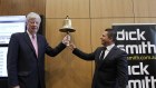 Anchorage Capital Partners managing director Phil Cave rings the bell  with Dick Smith CEO Nick Abboud at the retailer's stock market debut.