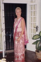 Poised: Gina Narayan wearing a sari.