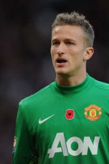 Anders Lindegaard of Manchester United looks on during the Barclays Premier League match between Manchester United and Sunderland at Old Trafford on November 5, 2011 in Manchester, England.