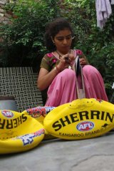 Sherrin Pulls Footballs Stitched In Sweatshop