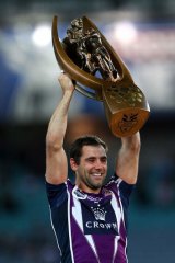 What are we fighting for? ... the Storm's Cameron Smith with the 2012  premiership trophy.