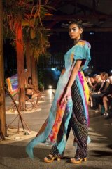 Design from the Cairns Indigenous Art Fair fashion show curated by Grace Lilian Lee.