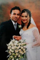 Acid burns...Chathurika Weerasinghe and his wife Chammi.