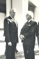 Gough Whitlam and Sir John Kerr at Government House.