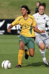 Star . . . Australia's sixteen-year-old Samantha Kerr scored the Matilda's goal in the first half.