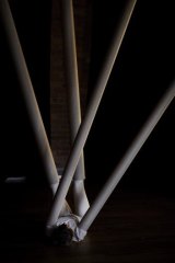 Sarah Aiken's choreography uses cardboard tubes.