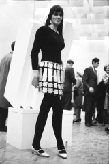 The Age snapped Sydney actress Julian Burbury on opening night of The Field exhibition at NGV in 1968, in front of Nigel Lendon's sculpture Slab construction 11. 