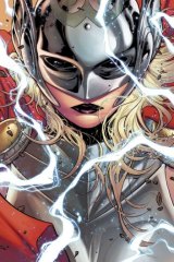 The female version of the Marvel comic book superhero character Thor courtesy of Marvel Comics.