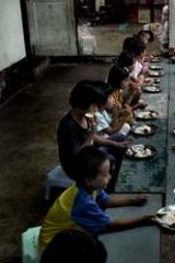 Dig in, don't wait … lunchtime at the children's boarding house next to the Mae Tao Clinic's safe house for women.