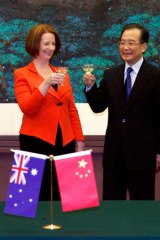 Prime Minister Julia Gillard hobnobs with Chinese Premier Wen Jiabao on a four-day visit to China in April.