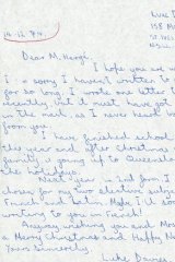 One of Davies' letters to Hergé.