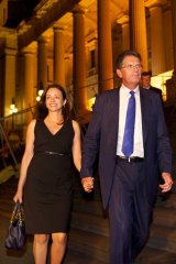 Mr Baillieu and his wife Robyn leave Parliament.