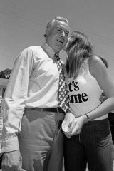 "It's Time" ... Gough Whitlam on the campaign trail in 1972.
