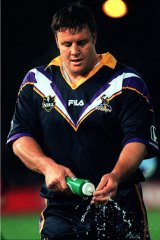 Lazrus in his playing days at Melbourne Storm.