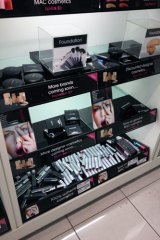 A counter at Target displaying the allegedly fake MAC cosmetics.