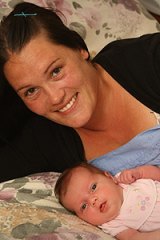 Big surprise . . . Kim Richman with Olivia, who weighed just over four kilograms at birth.