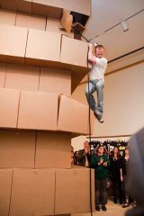 Jordan doing another performance with boxes.