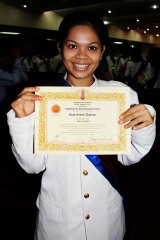 Sinet Chan on her college graduation day after being rescued from an abusive Cambodian orphanage.