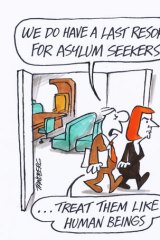 seeker asylum retreat forced plan pm into tandberg ron illustration