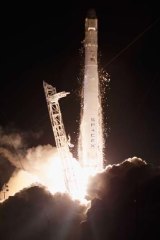 Blast off ... the SpaceX Dragon lifts off in Cape Canaveral, Florida.