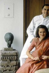 Shoulder to lean on … the pair at home in 1991, shortly before Rajiv’s assassination.