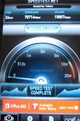 A speed test Fairfax conducted on a Vodafone smartphone at Vodafone HQ.