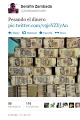 Piles of 500 peso notes in one of Zambada's tweets.