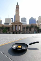 Temperatures were tipped to reach over 40C in south-east Queensland, but it wasn't hot enough in Brisbane to fry an egg in King George Square.