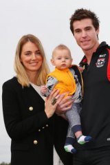 Lenny Hayes with wife Tara and son Hunter on Tuesday.