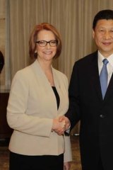 Prime Minister Julia Gillard met with Chinese President Xi Jingping at the Boao Forum in Hainan.