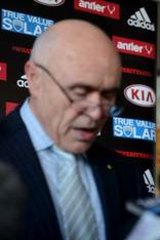 Fronting up ... Essendon chairman Paul Little addresses the media about the club’s drug charges on August 21, 2013.