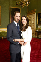 Prince William and Kate Middleton pose for one of their official engagement photos, taken by photographer Mario Testino