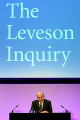 Britain's Lord Justice Brian Leveson delivers a statement following the release of the Leveson Inquiry report.