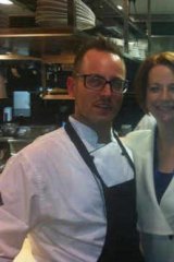 Julia Gillard with chef Simone Righetto.