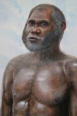 Red Deer Cave man... A highly unusual mix of archaic and modern features. <i>Illustration: Peter Schouten</i>
