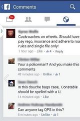 The comment made by a Queensland Senior Sergeant on Facebook likening cyclists to "cockroaches on wheels".