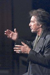Hands on: Al Pacino addresses students from the National Institute of Dramatic Art in Kensington.