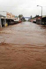 Laidley's main street under water Tuesday.