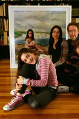 The girl at the centre of the latest controversy, Olympia Nelson, 11, with her mother, father and brother.