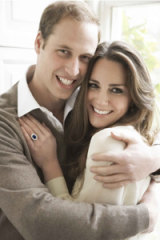 Prince William and Kate Middleton in one of their official engagement photos, taken by photographer Mario Testino