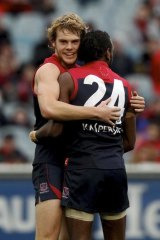 Australia excites international audiences with the talents of our indigenous AFL players such as Melbourne's Liam Jurrah, pictured here with teammate Jack Watts.