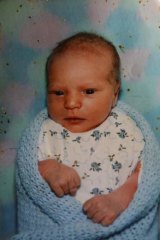 Kristi Abrahams' first child Ayden, aged six weeks.