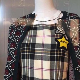 An image of a Miu Miu dress that was pulled from sale after complaints it resembled a yellow star worn by Jews in Nazi Germany. 