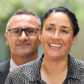 Defeated Greens candidate Alex Bathal with leader Richard Di Natale.