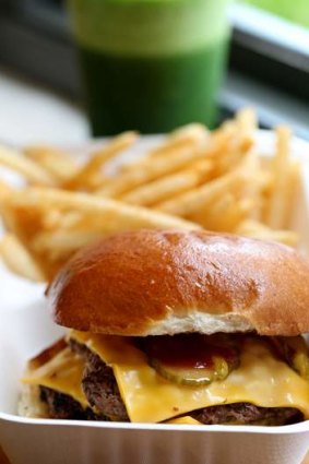 Tuckshop - a cheesy burger and chips