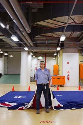 Mechanical Fitter, Plant Room (2014) Anne ZAHALKA (1957-)Parliament House Art Collection, Department of Parliamentary Services, Canberra, ACT