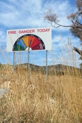 The fire danger sign outside the gates of Stromlo today.