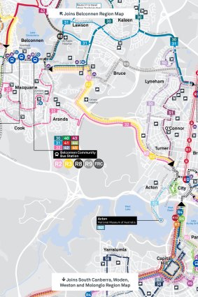 The new bus network planned for the western half of the inner north/Belconnen.