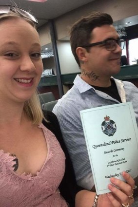 Mr Capps with partner Jaclyn at the Queensland Police Service awards ceremony earlier this year.